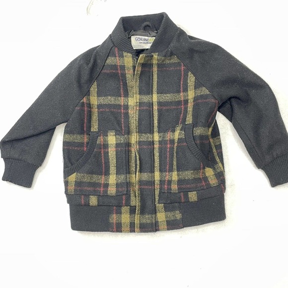 Wool Blend Full Zip Up Fully Lined‎ Boys Oshkosh Plaid Sweater Size 2T - Picture 1 of 11